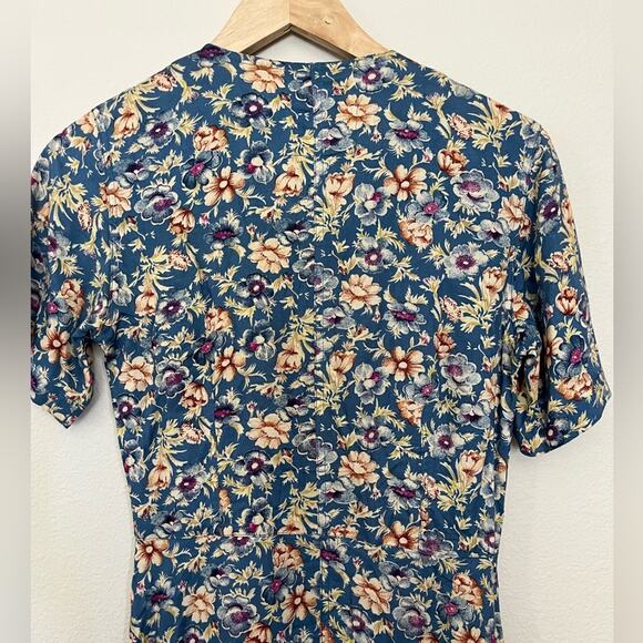 Vtg90’s V neck button front floral boho cottagecore coquette midi dress Sz S - Picture 11 of 12
